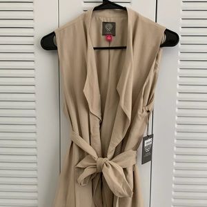 NWT $149 Trench-Style Vest Beige S by Vince Camuto